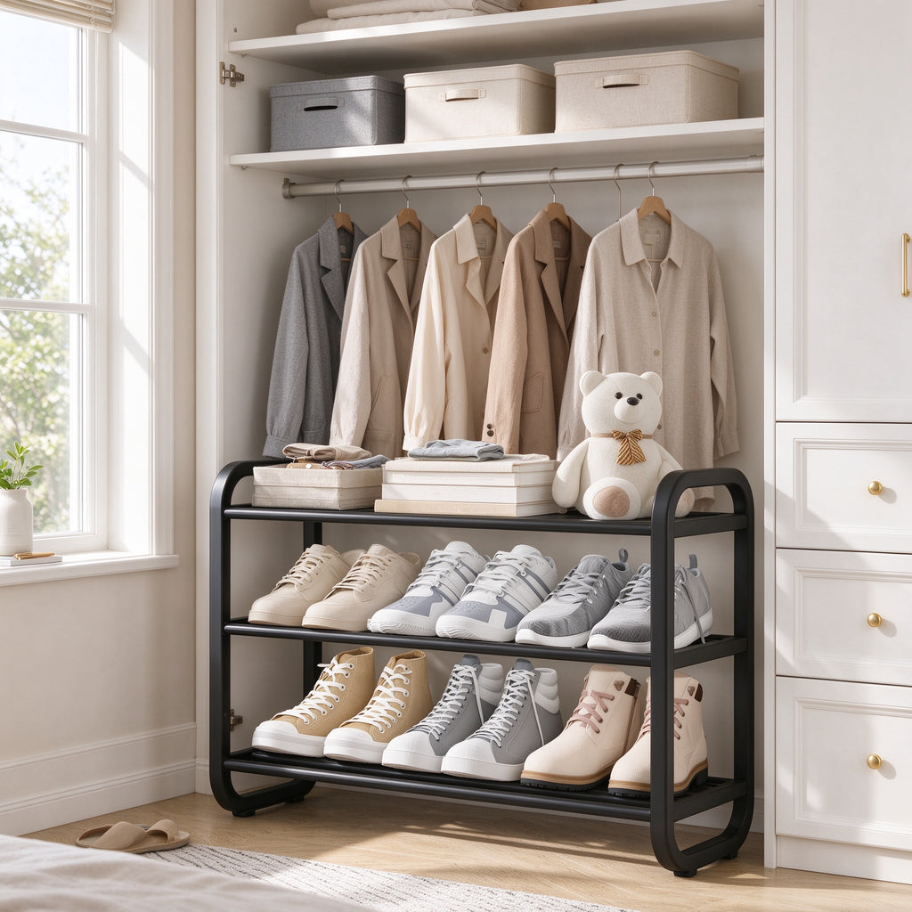 Modular Freestanding Shoe Rack, 3 or 4 Tier, 17.7-23.6 in Wide