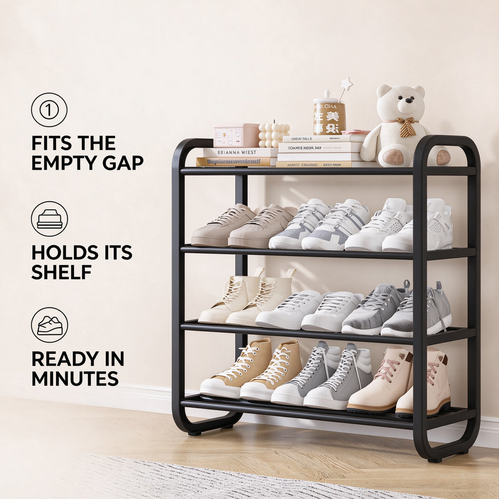 Modular Freestanding Shoe Rack, 3 or 4 Tier, 17.7-23.6 in Wide