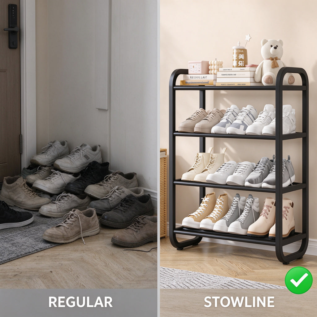 Modular Freestanding Shoe Rack, 3 or 4 Tier, 17.7-23.6 in Wide