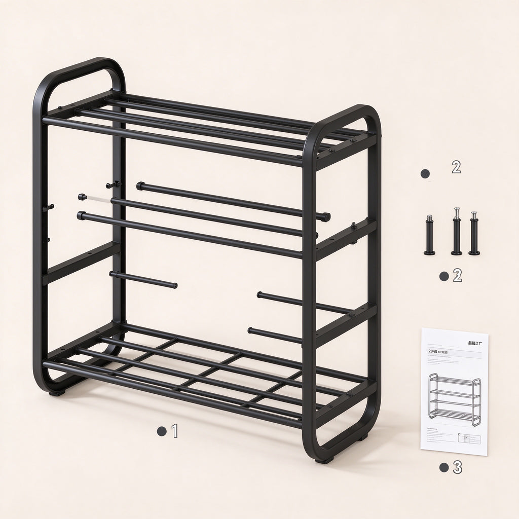Modular Freestanding Shoe Rack, 3 or 4 Tier, 17.7-23.6 in Wide