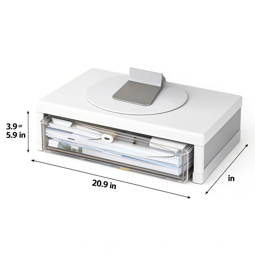 Monitor Riser, 2 Pull-Out Drawers, 3.9 or 5.9 in Tall, 20.9 in Wide