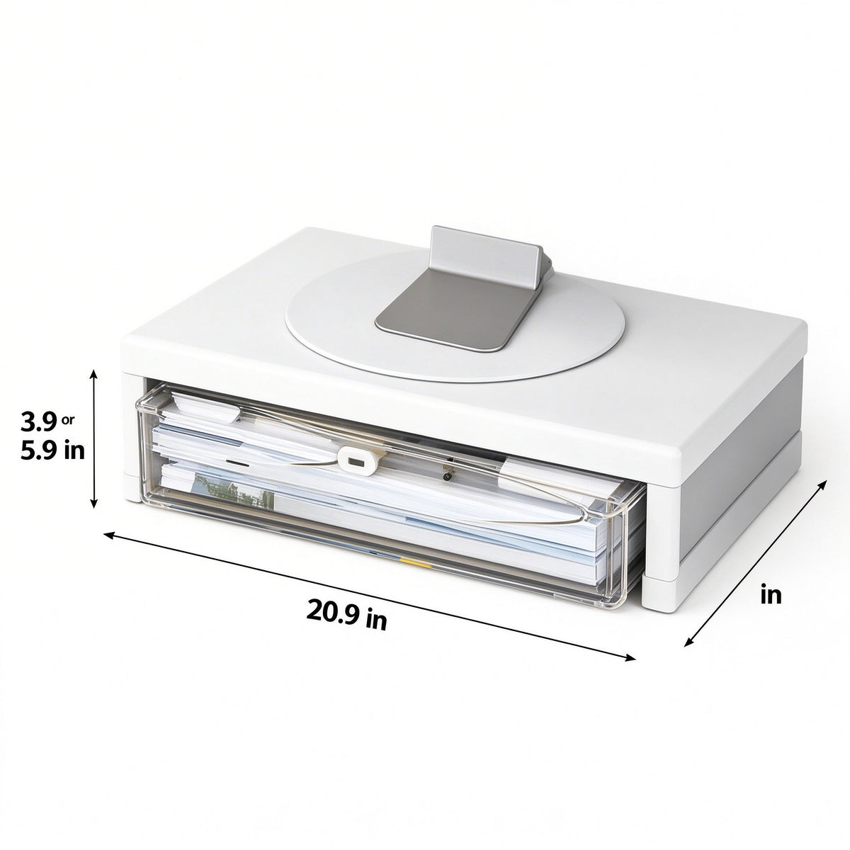 Monitor Riser, 2 Pull-Out Drawers, 3.9 or 5.9 in Tall, 20.9 in Wide