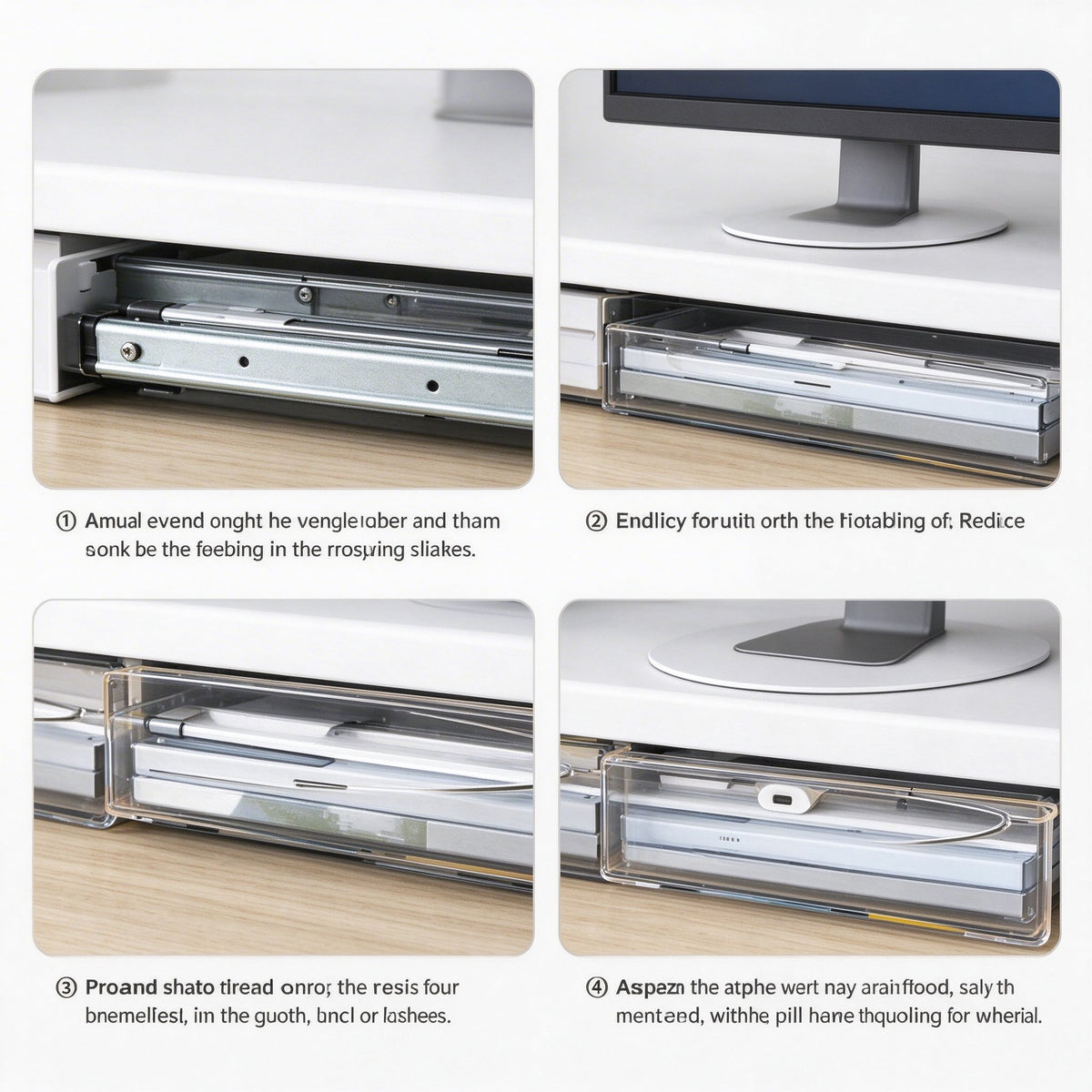 Monitor Riser, 2 Pull-Out Drawers, 3.9 or 5.9 in Tall, 20.9 in Wide