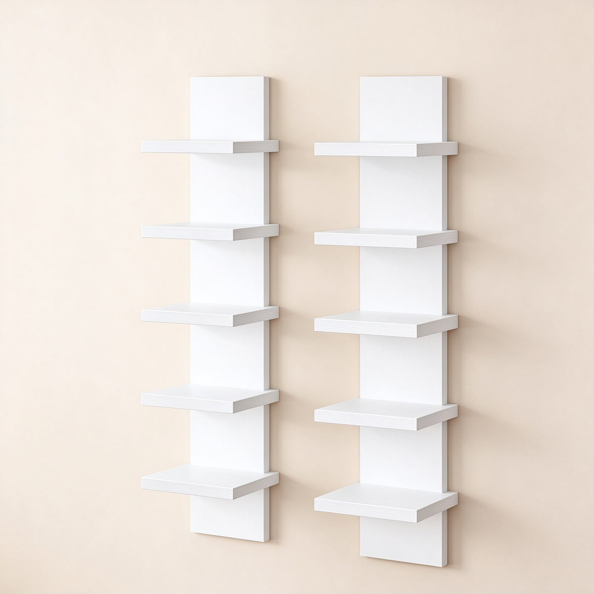 No-Drill Tiered Wall Shelf, 3 or 5 Tier, 20.5 to 30.7 in Tall