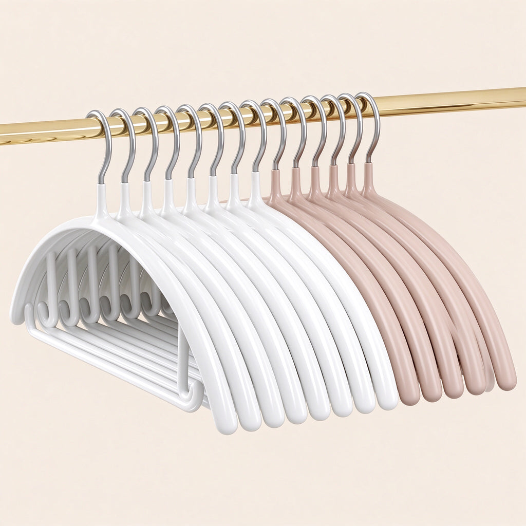 Non-Slip Shoulder Hanger, 16.5 in Wide, Curved Shoulder, 5 or 10 Pack