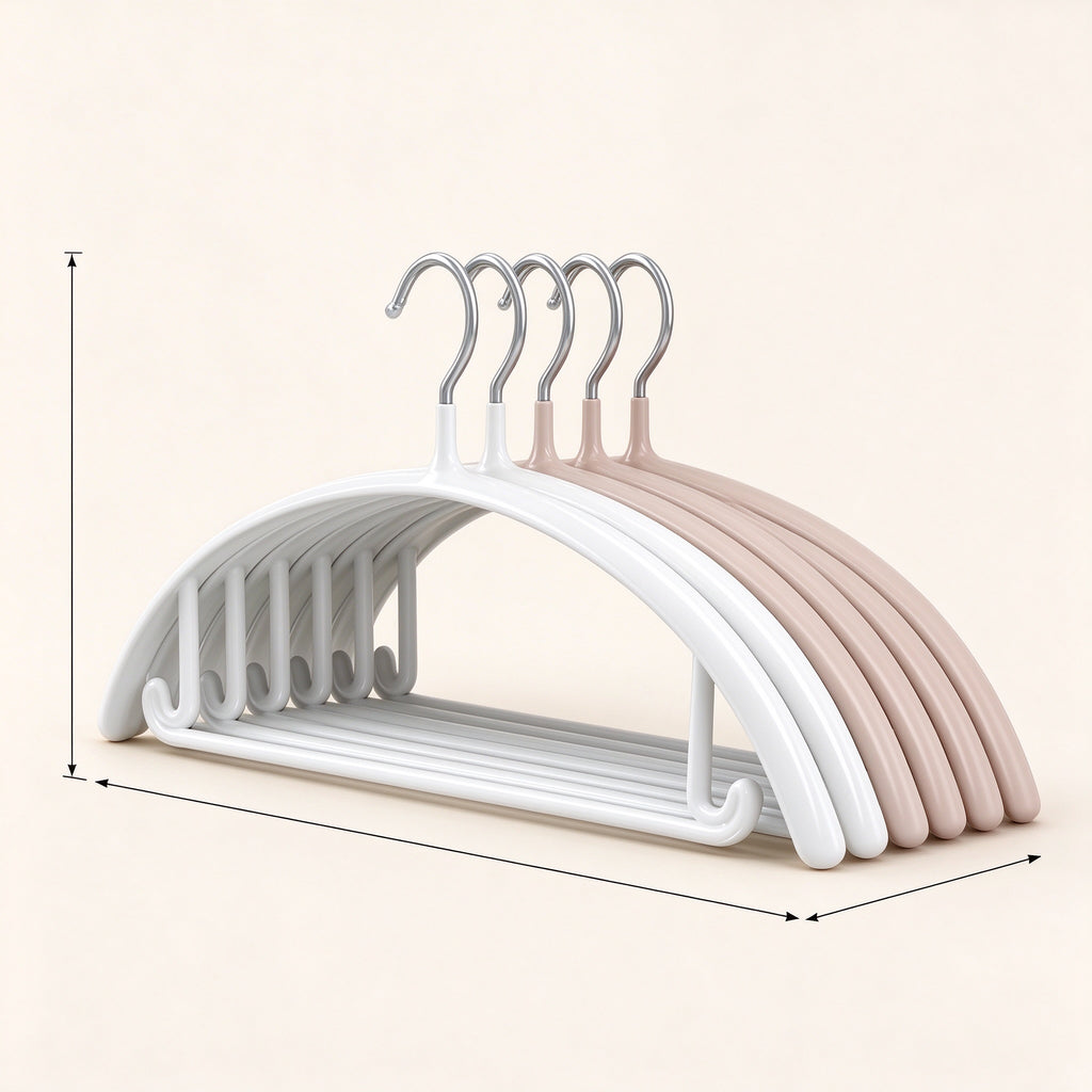 Non-Slip Shoulder Hanger, 16.5 in Wide, Curved Shoulder, 5 or 10 Pack