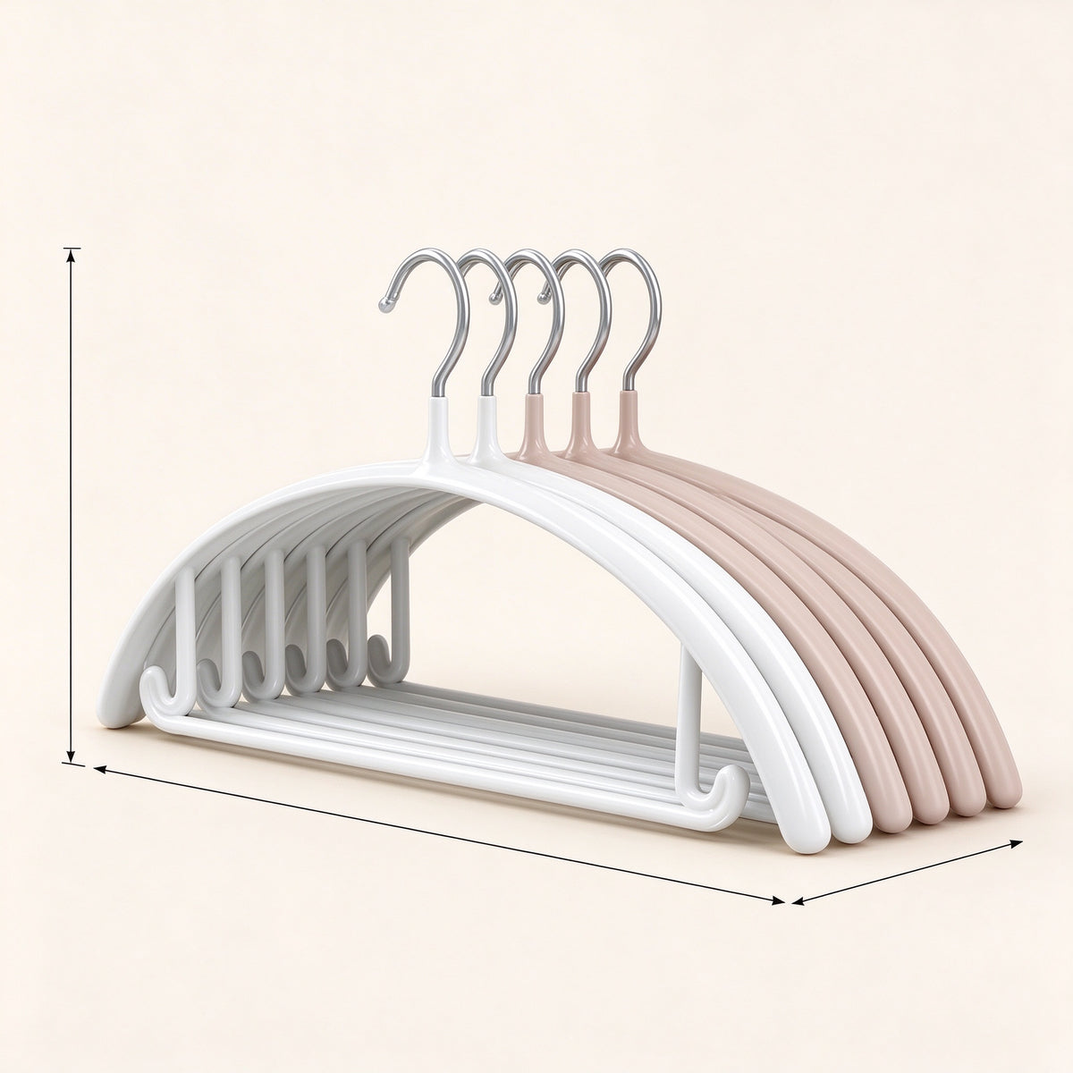 Non-Slip Shoulder Hanger, 16.5 in Wide, Curved Shoulder, 5 or 10 Pack