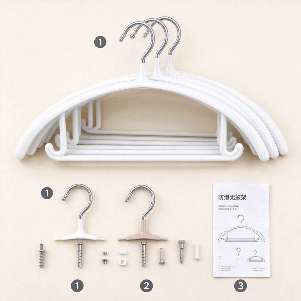 Non-Slip Shoulder Hanger, 16.5 in Wide, Curved Shoulder, 5 or 10 Pack