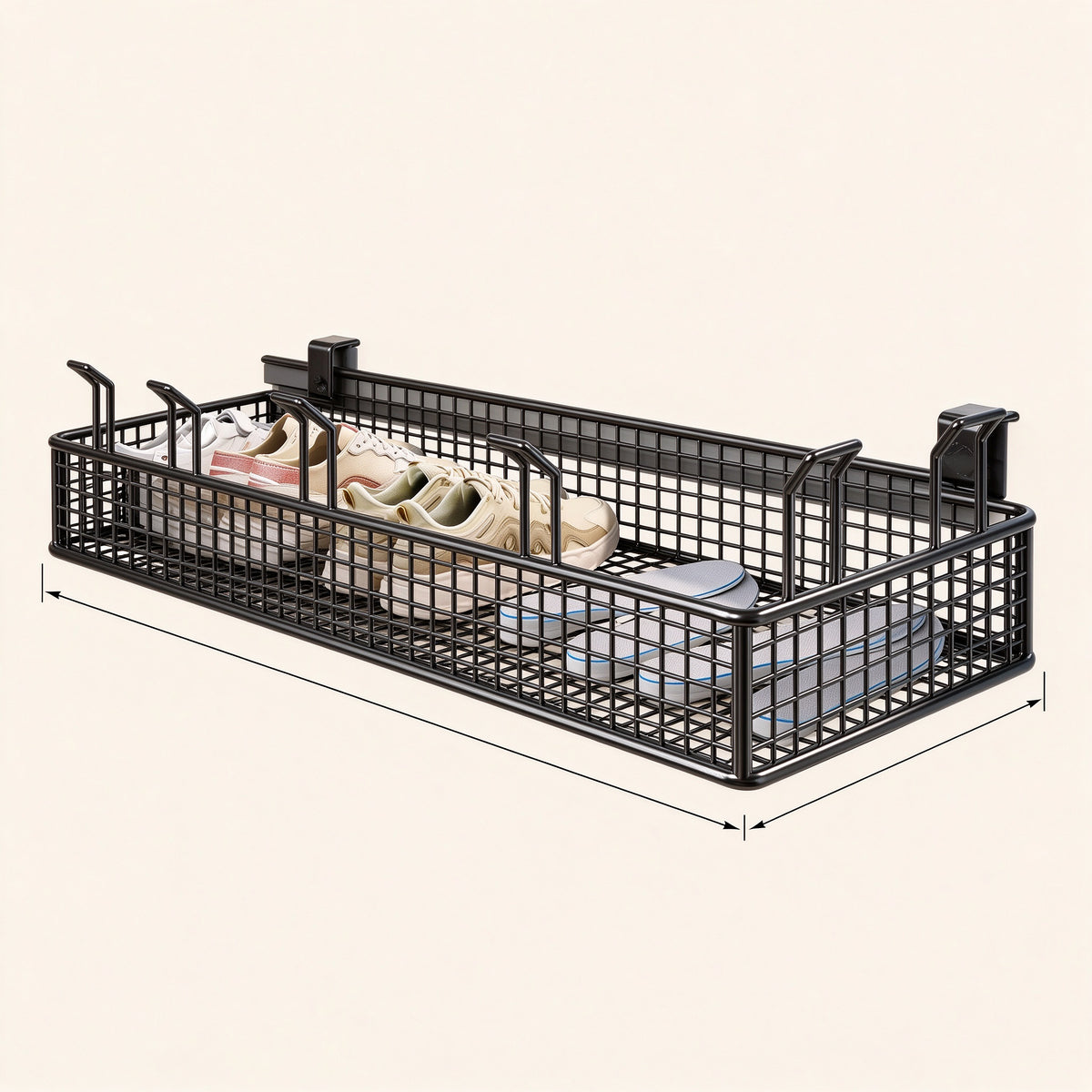 Over-Rail Shoe Drying Rack, 15.7 in, Single or Double Tier