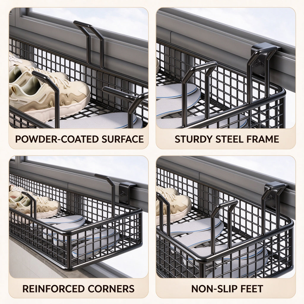 Over-Rail Shoe Drying Rack, 15.7 in, Single or Double Tier