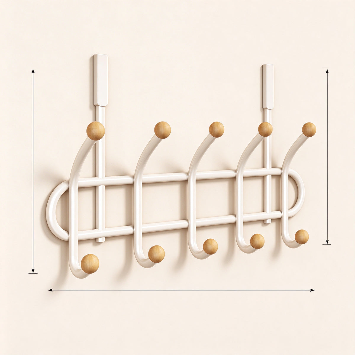 Over-the-Door Hook Rack, Double Row, 8-14 Hooks, 13.4-23.4 in Wide