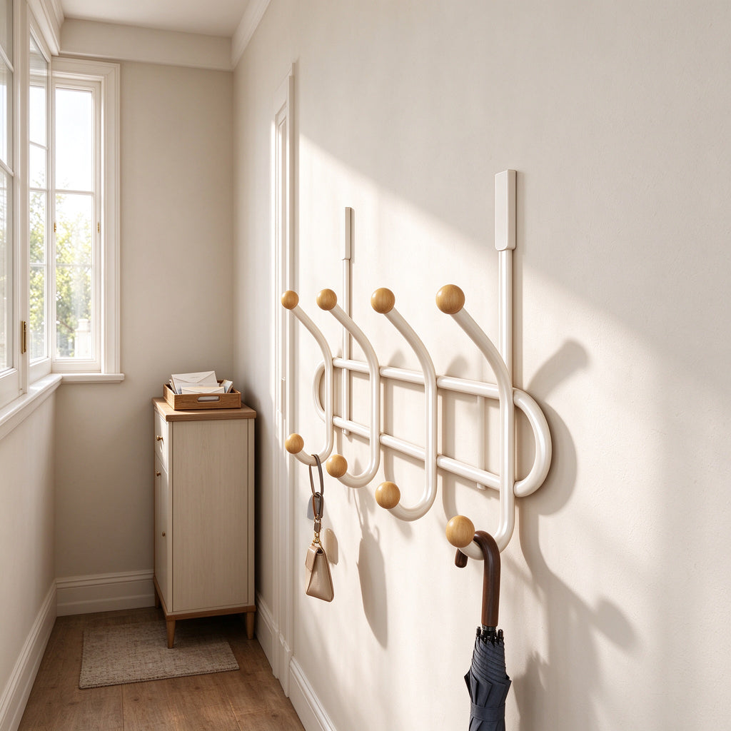 Over-the-Door Hook Rack, Double Row, 8-14 Hooks, 13.4-23.4 in Wide