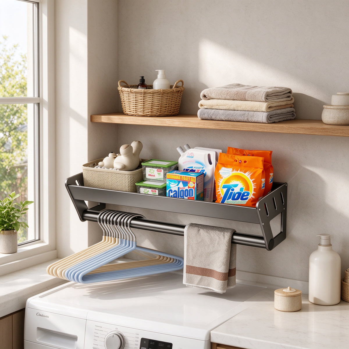 Wall Shelf for Over the Washer, 11.8 or 15.7 in, Aluminum