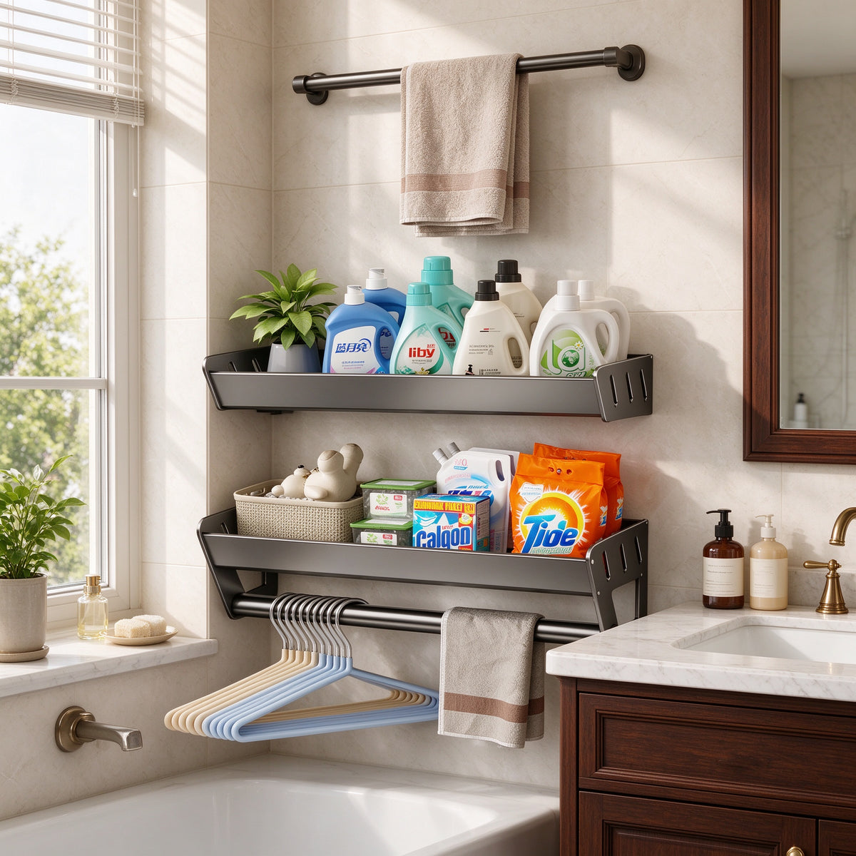 Wall Shelf for Over the Washer, 11.8 or 15.7 in, Aluminum