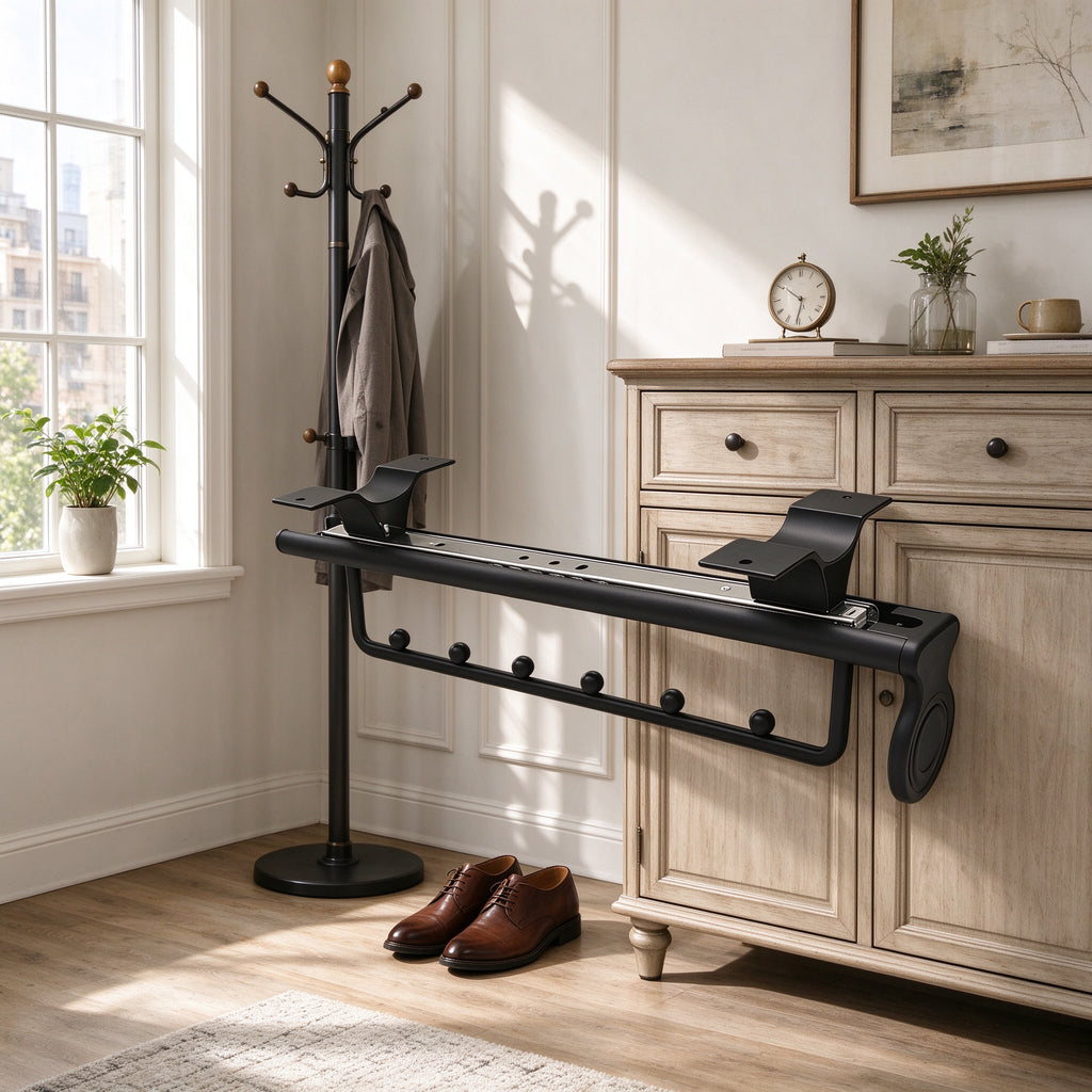 Pull-Out Pants Rack, Two-Section Beaded Rail, 9.8-19.7 in