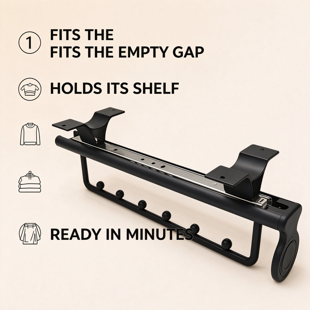 Pull-Out Pants Rack, Two-Section Beaded Rail, 9.8-19.7 in