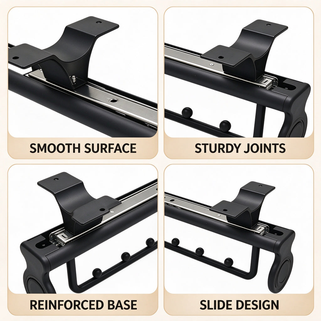 Pull-Out Pants Rack, Two-Section Beaded Rail, 9.8-19.7 in