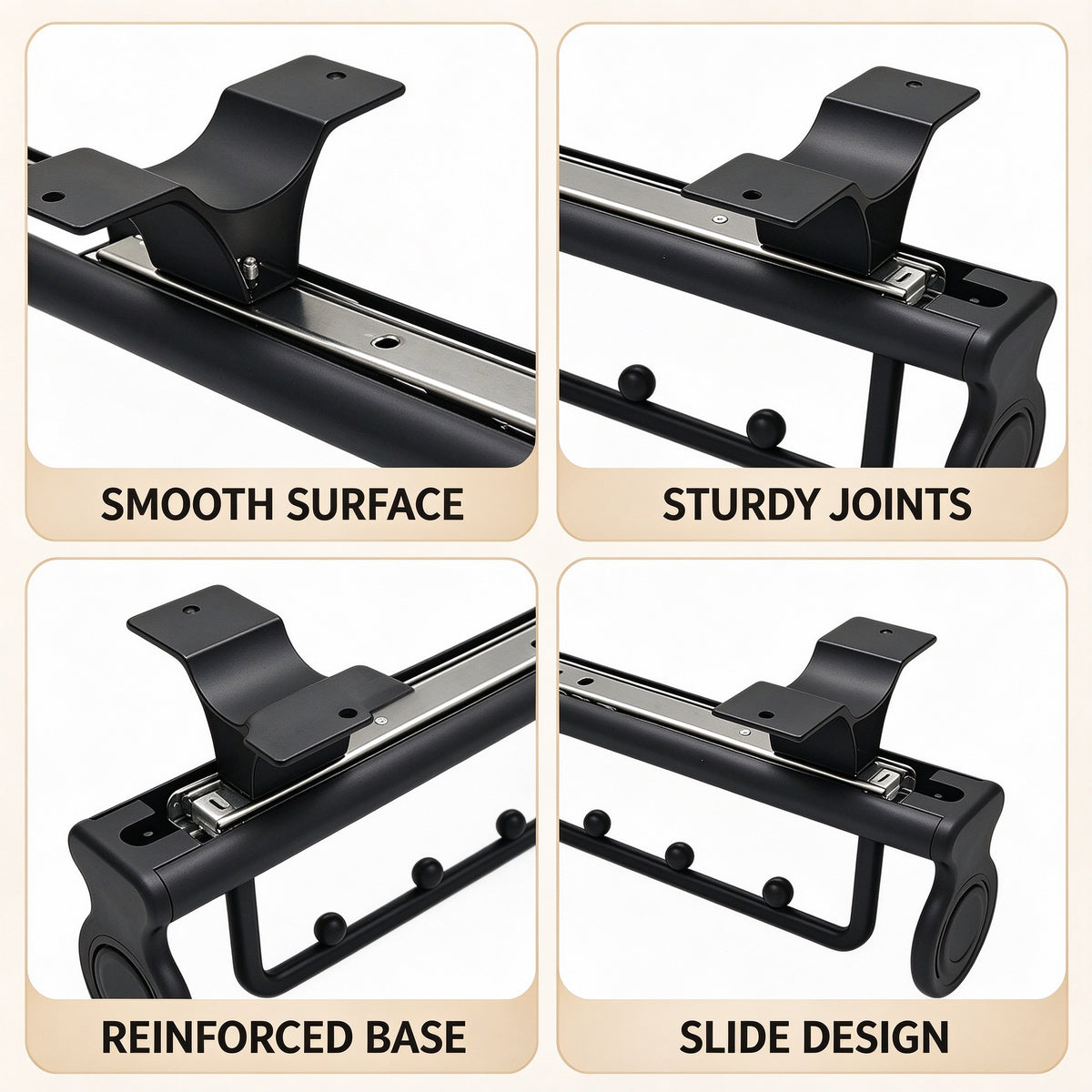 Pull-Out Pants Rack, Two-Section Beaded Rail, 9.8-19.7 in