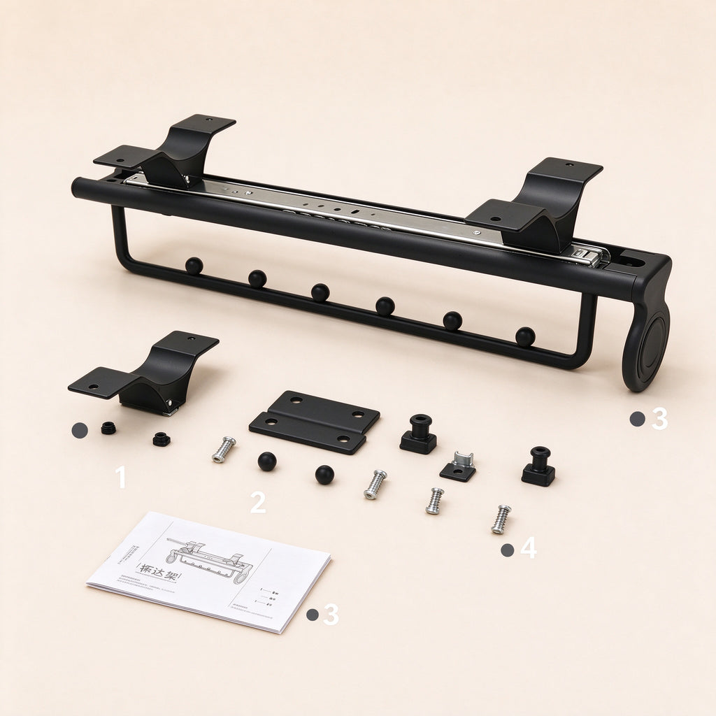 Pull-Out Pants Rack, Two-Section Beaded Rail, 9.8-19.7 in