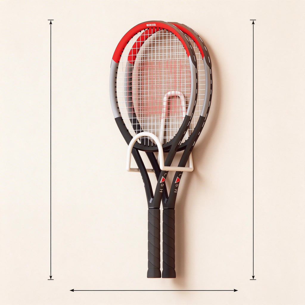 Racket Wall Hook, No-Drill Holder, 4.7 in Tall, 2 or 3 Pack