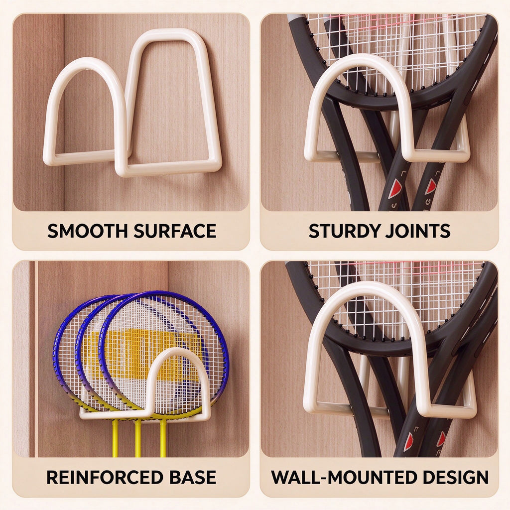 Racket Wall Hook, No-Drill Holder, 4.7 in Tall, 2 or 3 Pack
