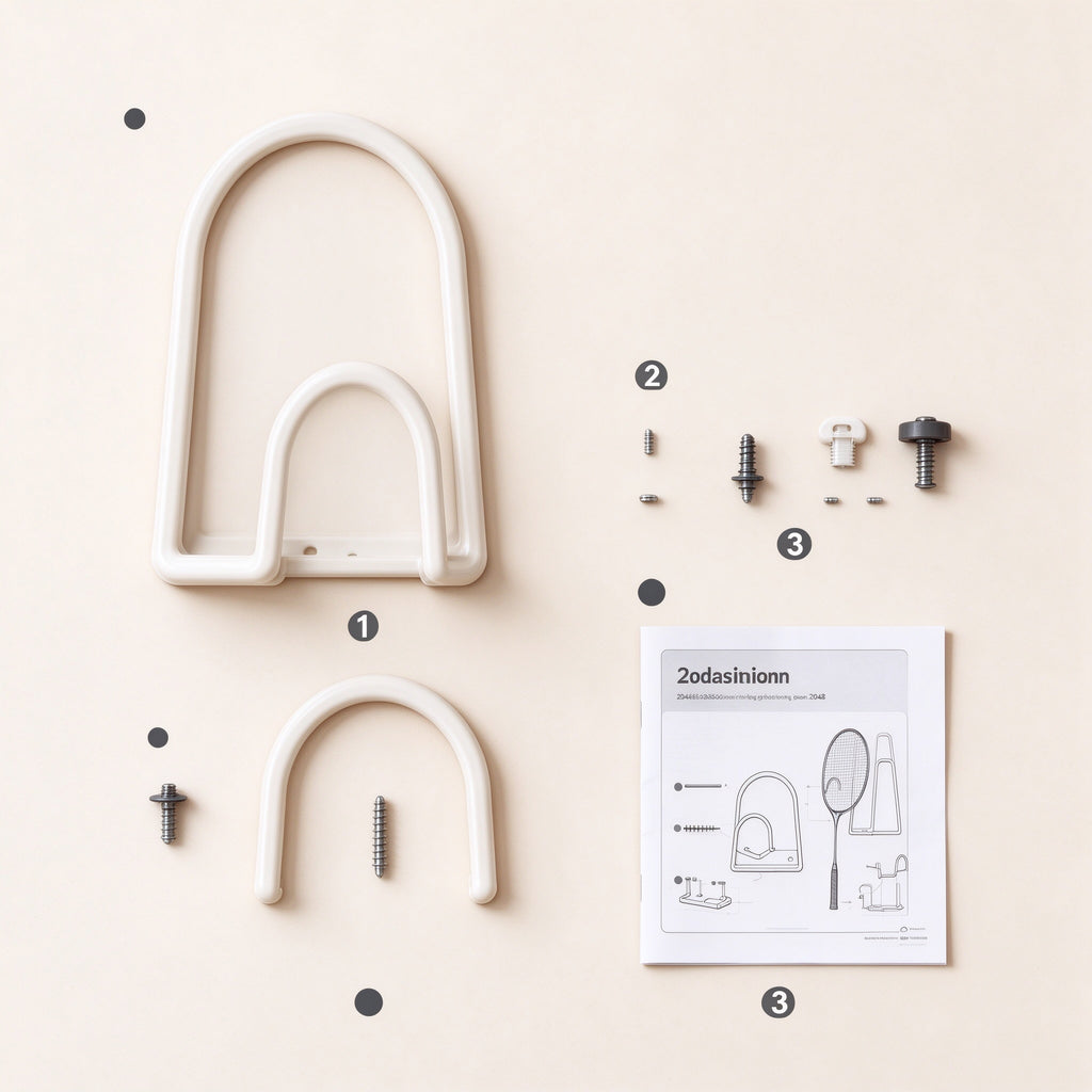 Racket Wall Hook, No-Drill Holder, 4.7 in Tall, 2 or 3 Pack