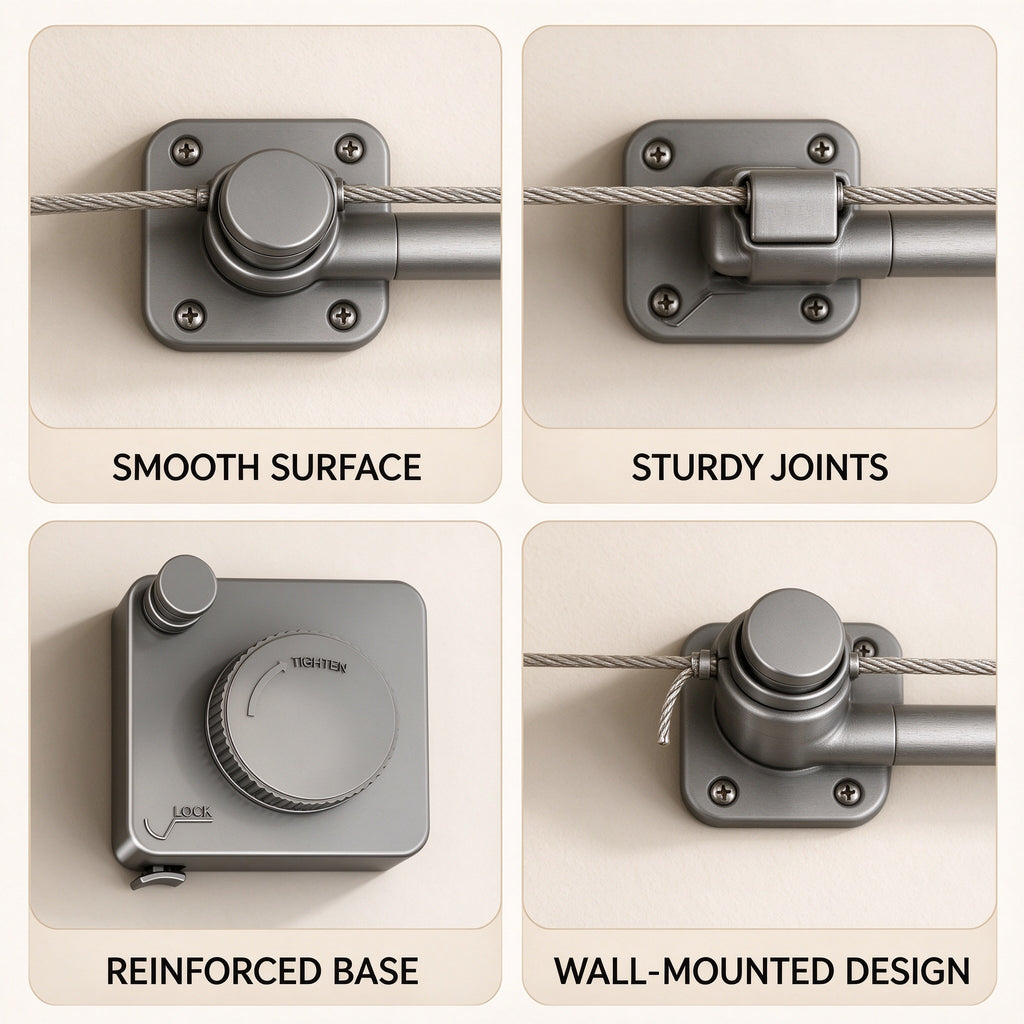 Retractable Clothesline, No-Drill Wall Mount, 13.8-16.7 ft