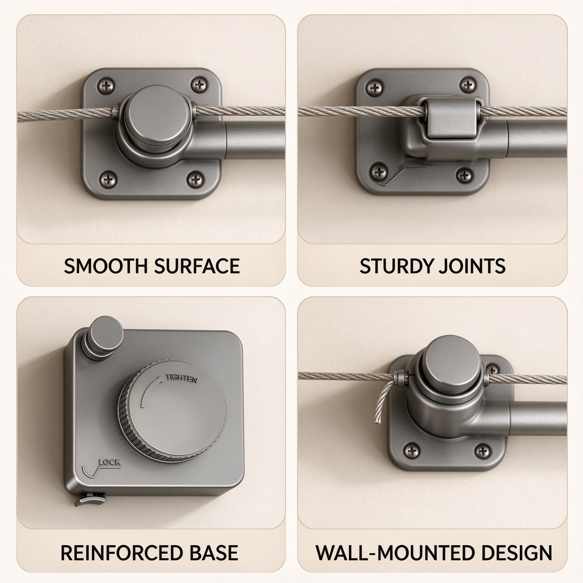 Retractable Clothesline, No-Drill Wall Mount, 13.8-16.7 ft