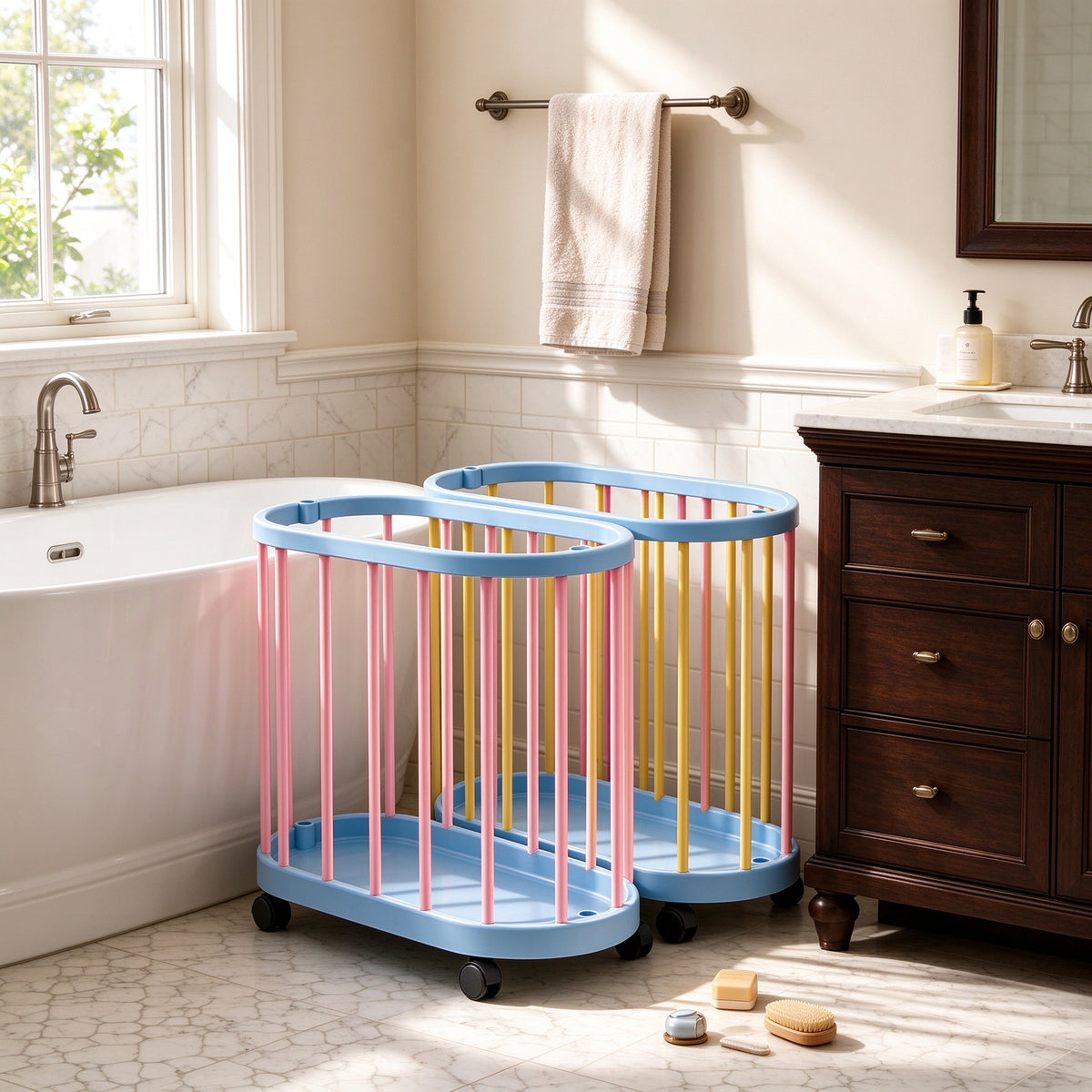 Rolling Storage Basket for Yoga Mats and Laundry, 9.8 or 11.8 in Wide