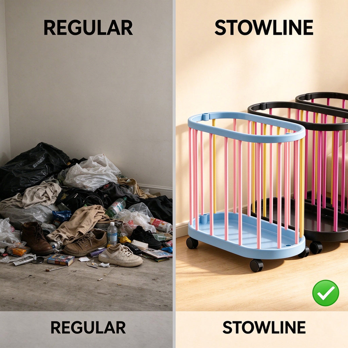 Rolling Storage Basket for Yoga Mats and Laundry, 9.8 or 11.8 in Wide