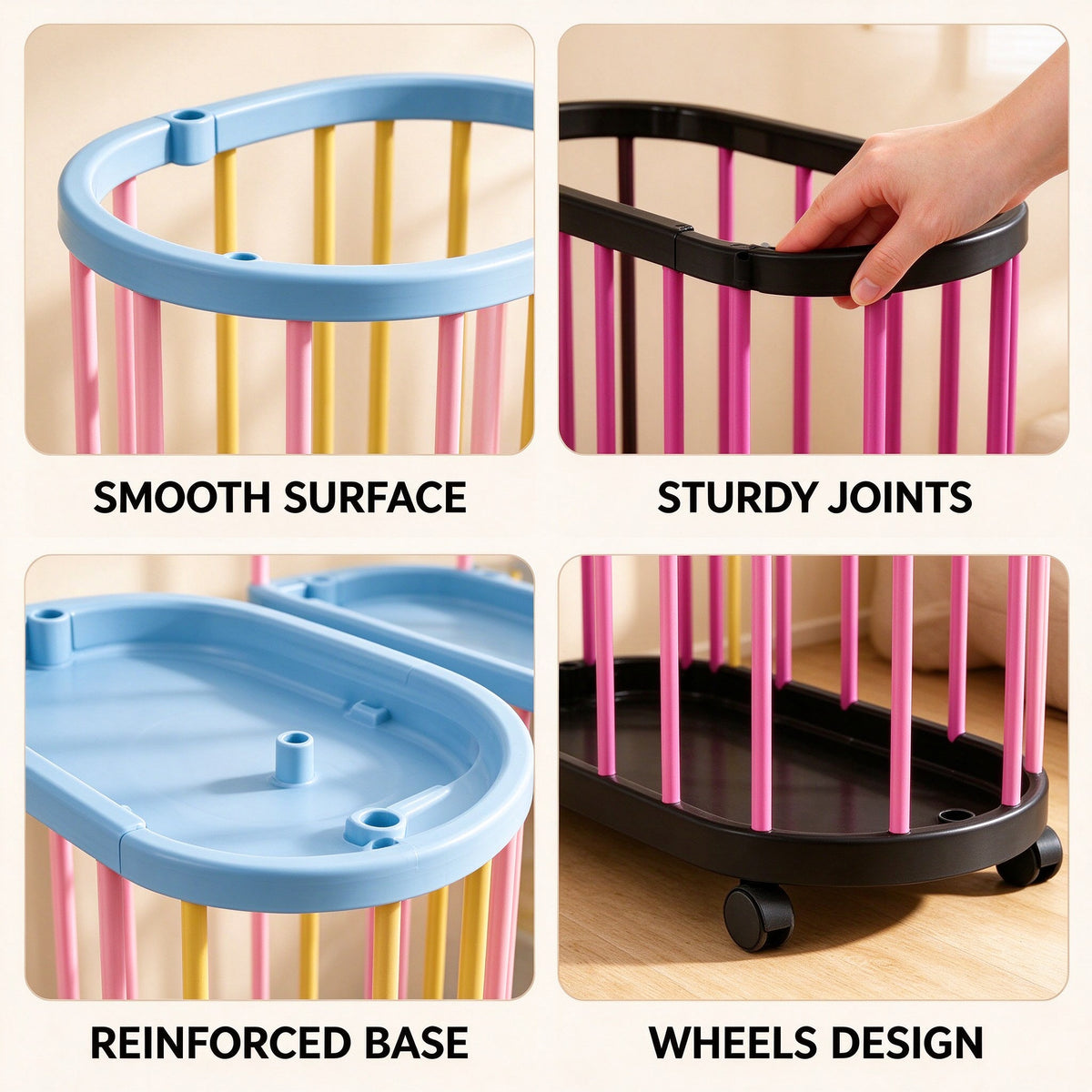 Rolling Storage Basket for Yoga Mats and Laundry, 9.8 or 11.8 in Wide