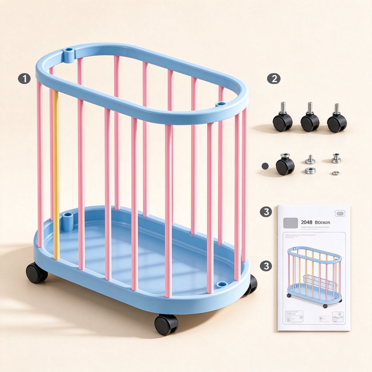 Rolling Storage Basket for Yoga Mats and Laundry, 9.8 or 11.8 in Wide