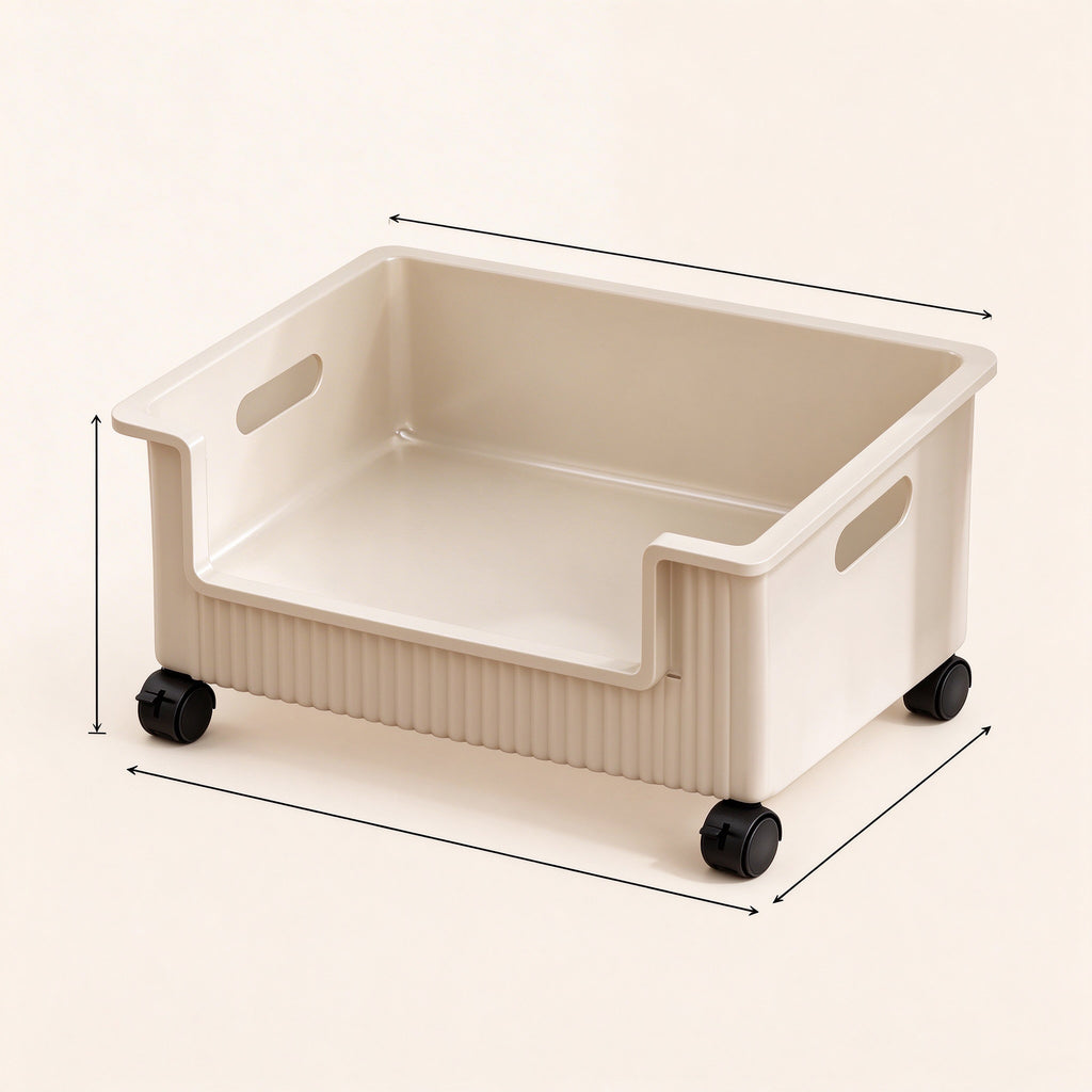 Rolling Under-Bed Storage Bin, PP, 4 Casters, 13.8 or 17.7 in
