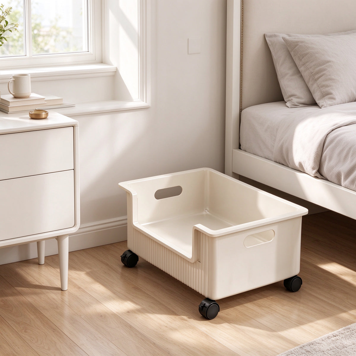 Rolling Under-Bed Storage Bin, PP, 4 Casters, 13.8 or 17.7 in