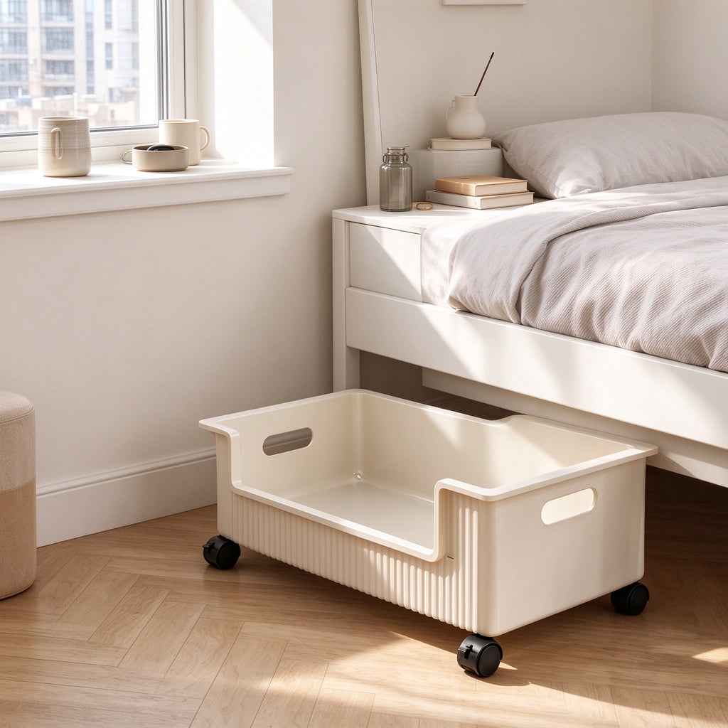 Rolling Under-Bed Storage Bin, PP, 4 Casters, 13.8 or 17.7 in
