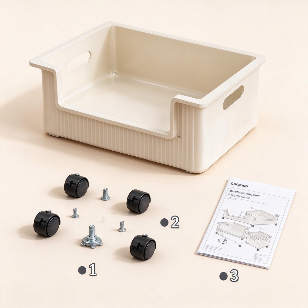 Rolling Under-Bed Storage Bin, PP, 4 Casters, 13.8 or 17.7 in