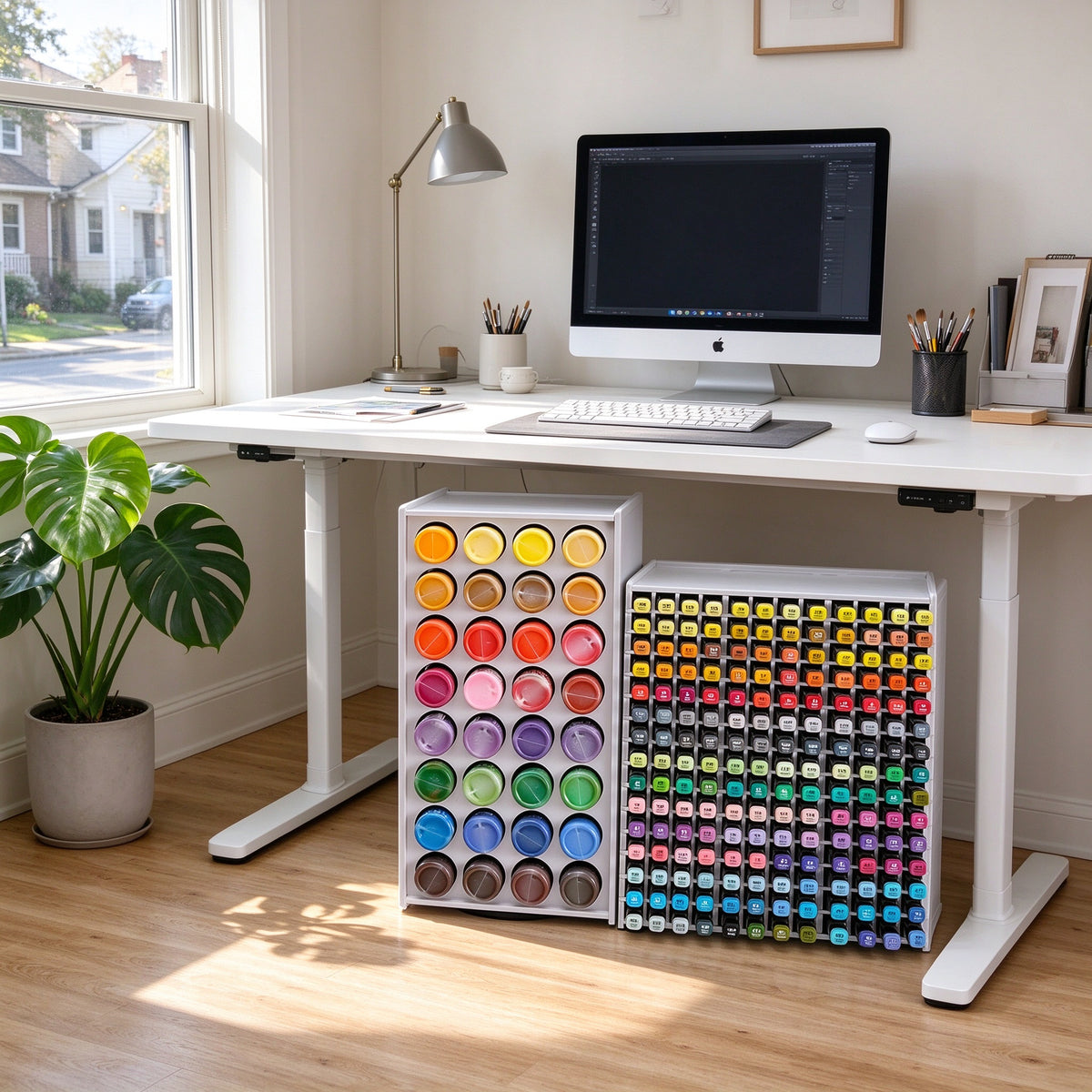 Rotating Paint and Marker Storage Tower for Desk, 72 or 120 Holes