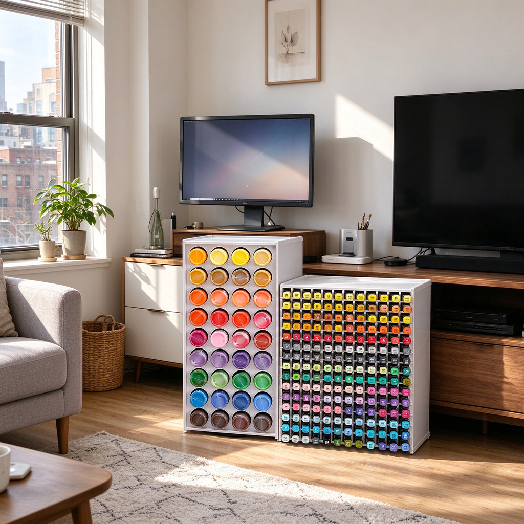 Rotating Paint and Marker Storage Tower for Desk, 72 or 120 Holes