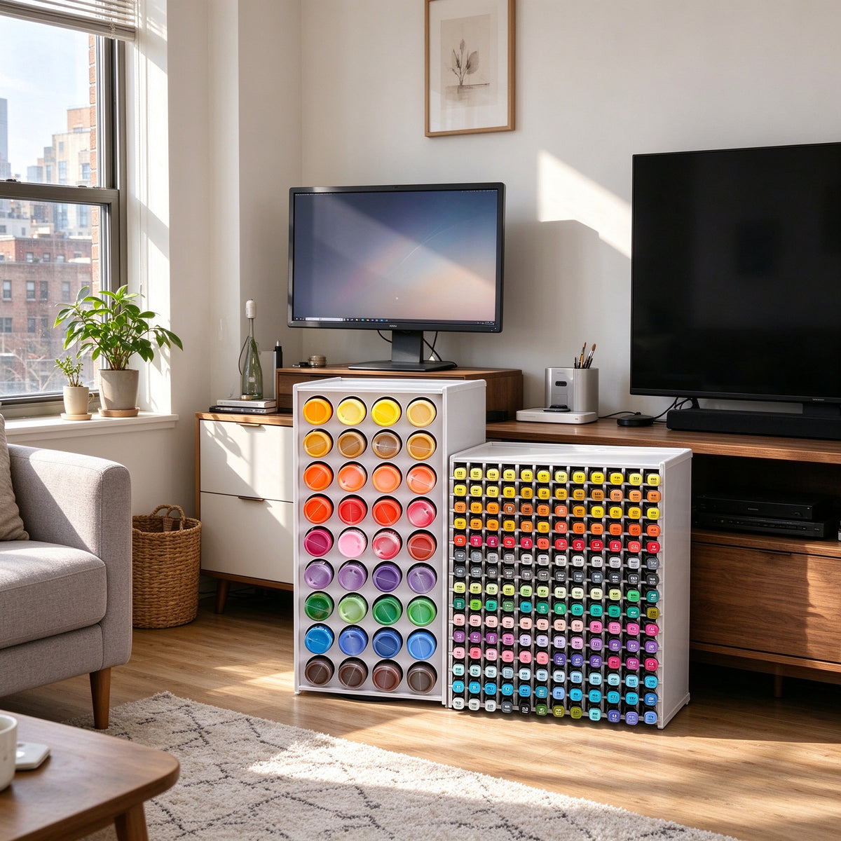 Rotating Paint and Marker Storage Tower for Desk, 72 or 120 Holes