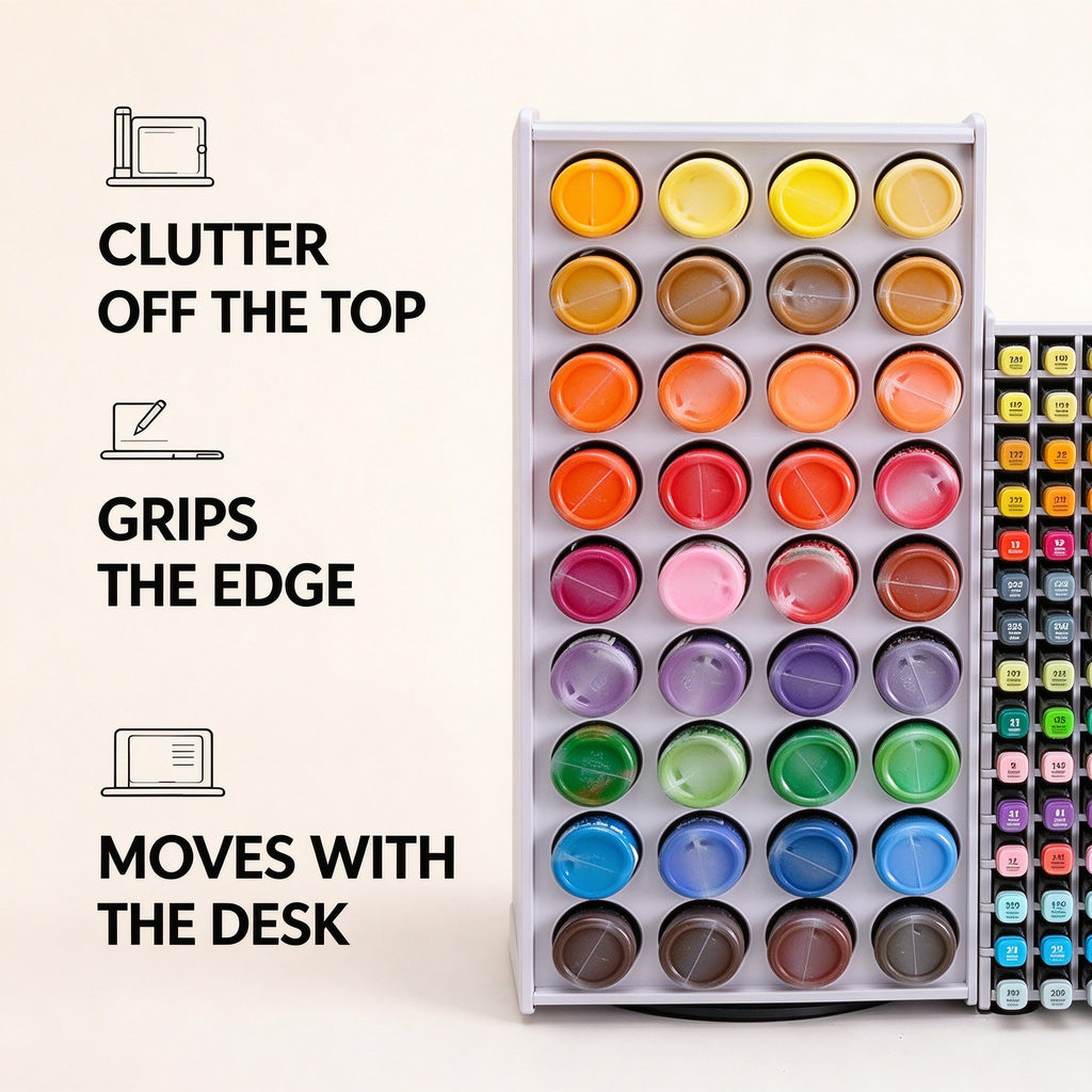 Rotating Paint and Marker Storage Tower for Desk, 72 or 120 Holes