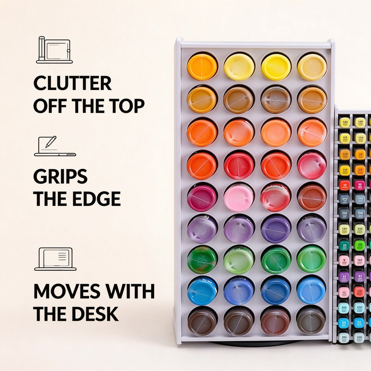 Rotating Paint and Marker Storage Tower for Desk, 72 or 120 Holes