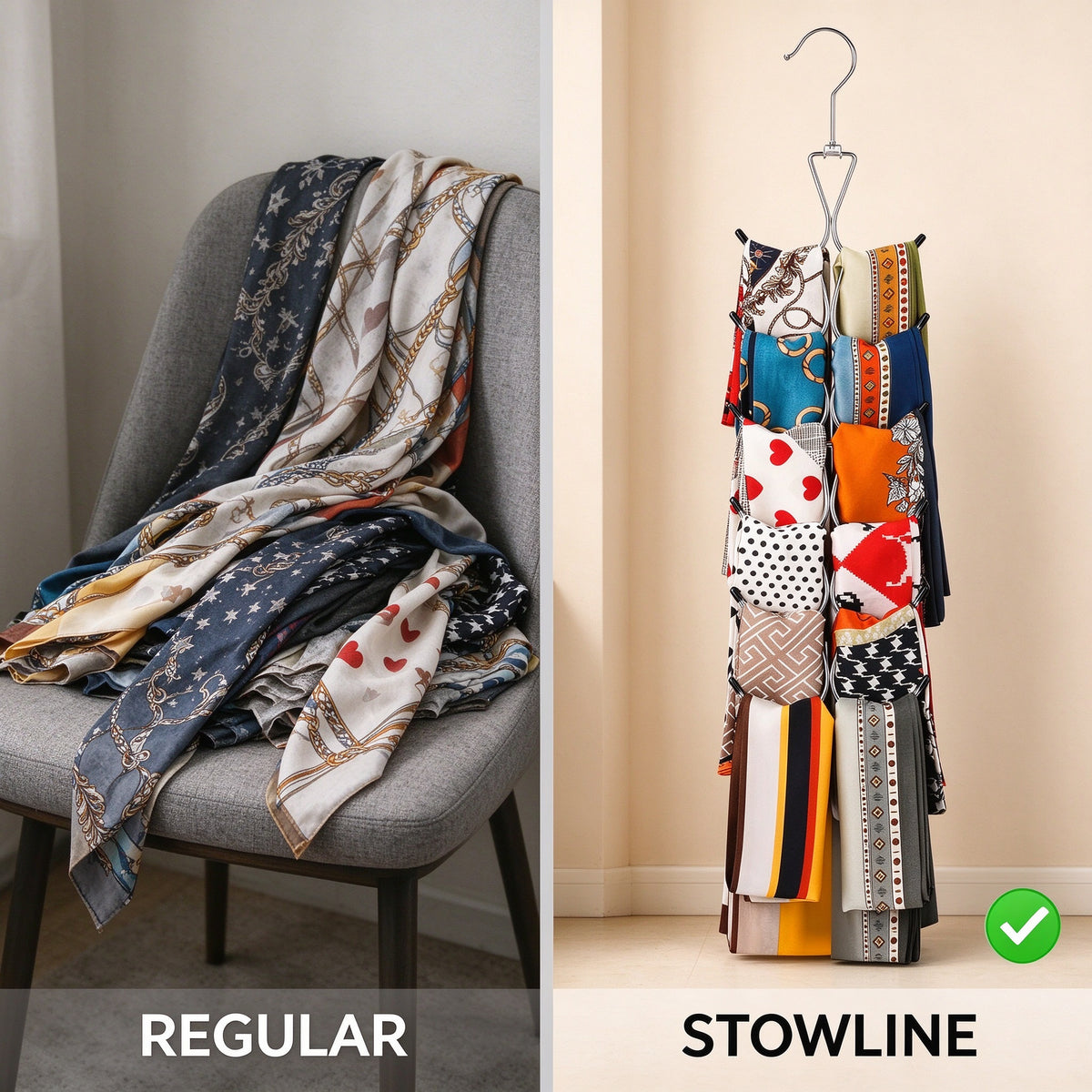Scarf and Tie Organizer, 6 Tiers, 21.1 in, Iron Wire