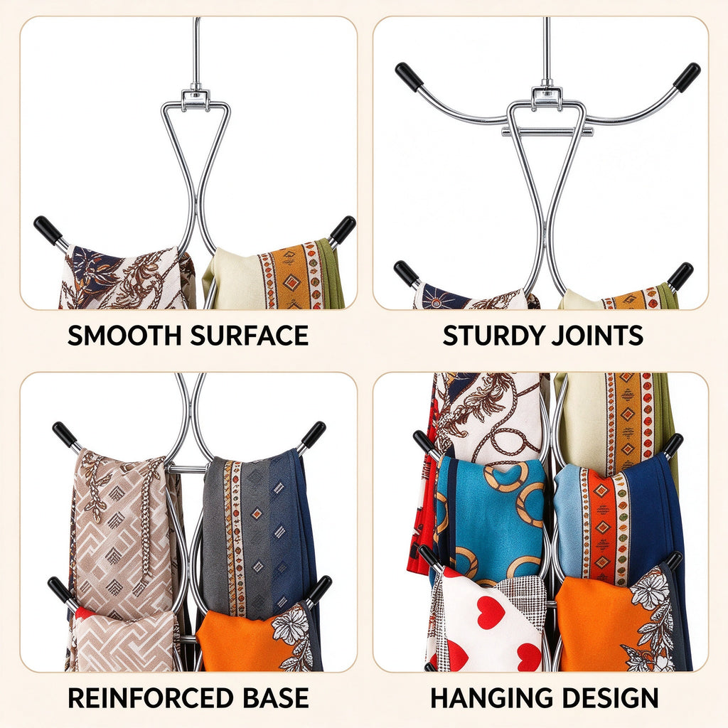 Scarf and Tie Organizer, 6 Tiers, 21.1 in, Iron Wire