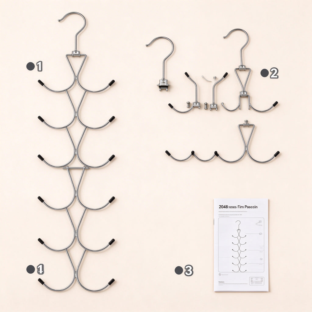 Scarf and Tie Organizer, 6 Tiers, 21.1 in, Iron Wire