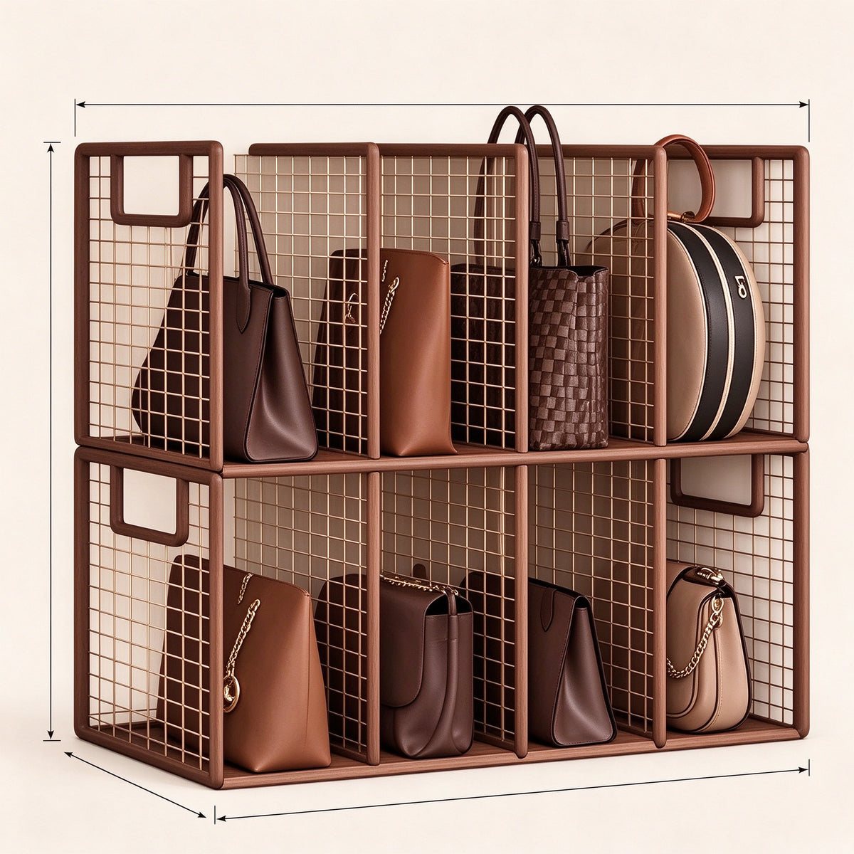 Steel Wire Handbag Rack, Closet Shelf, 9.4-21.5 in, Black