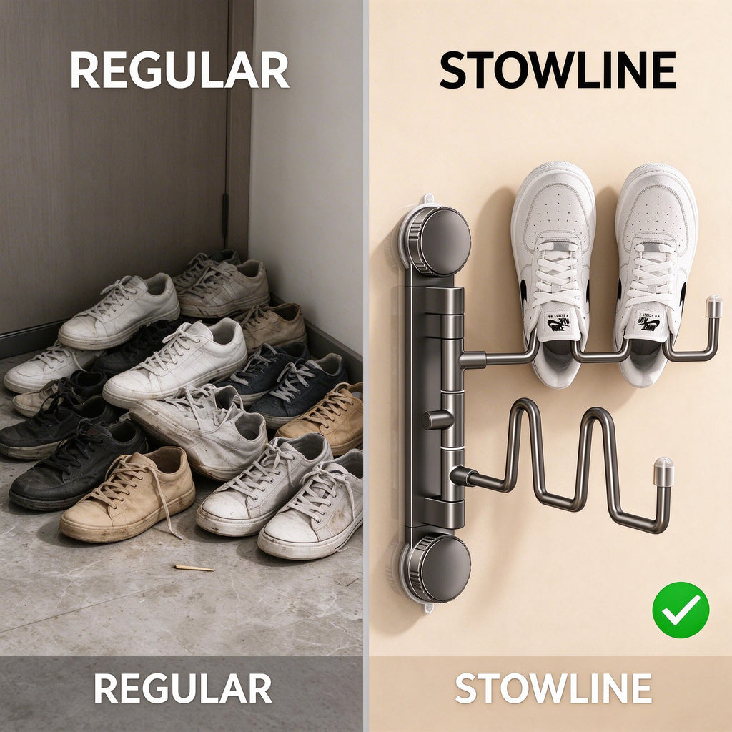 Suction Cup Shoe Drying Rack, 12 in, 2 or 3 Folding Rods
