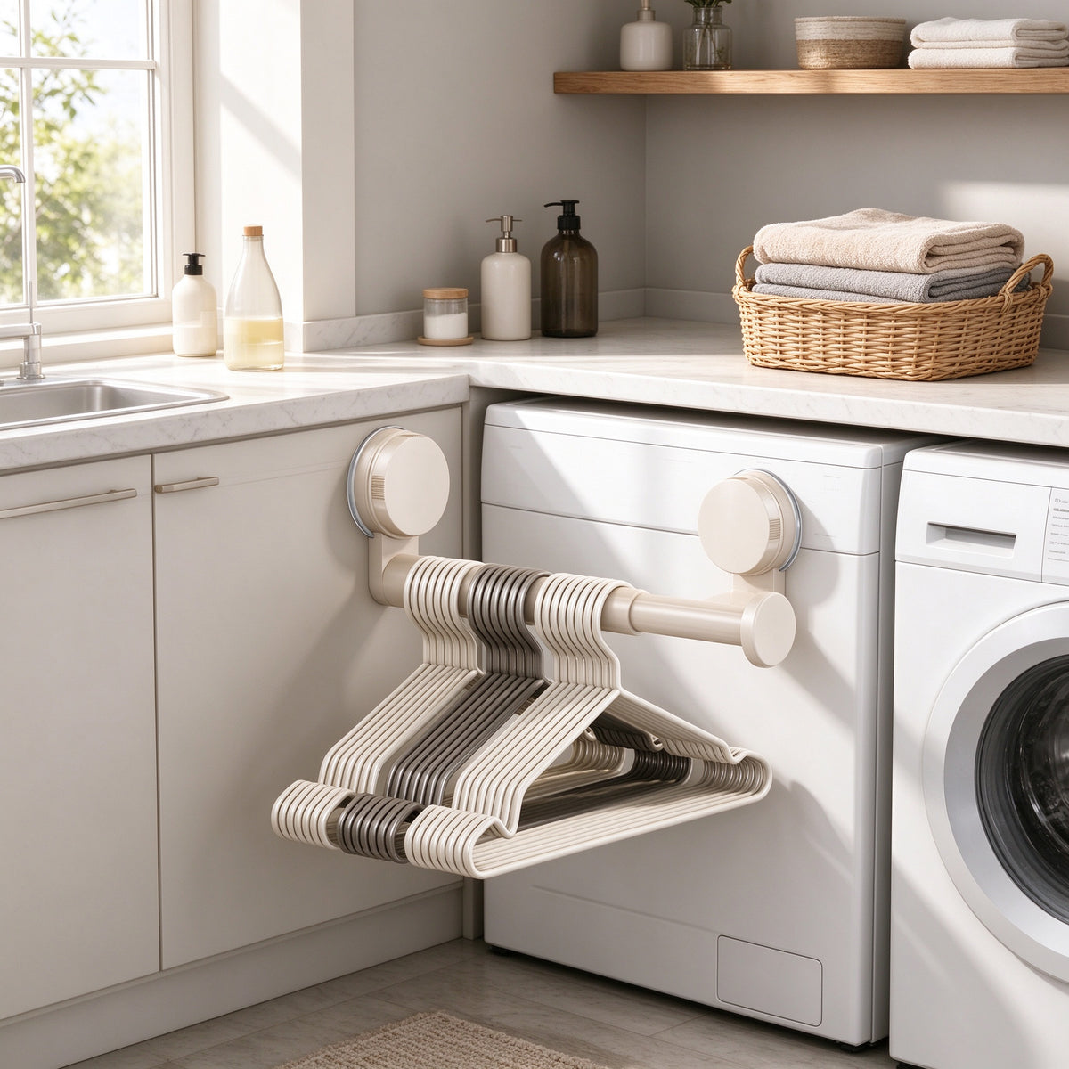 Suction Hanger Rack, 7.7 in Arm, PP Plastic, Closets and Laundry