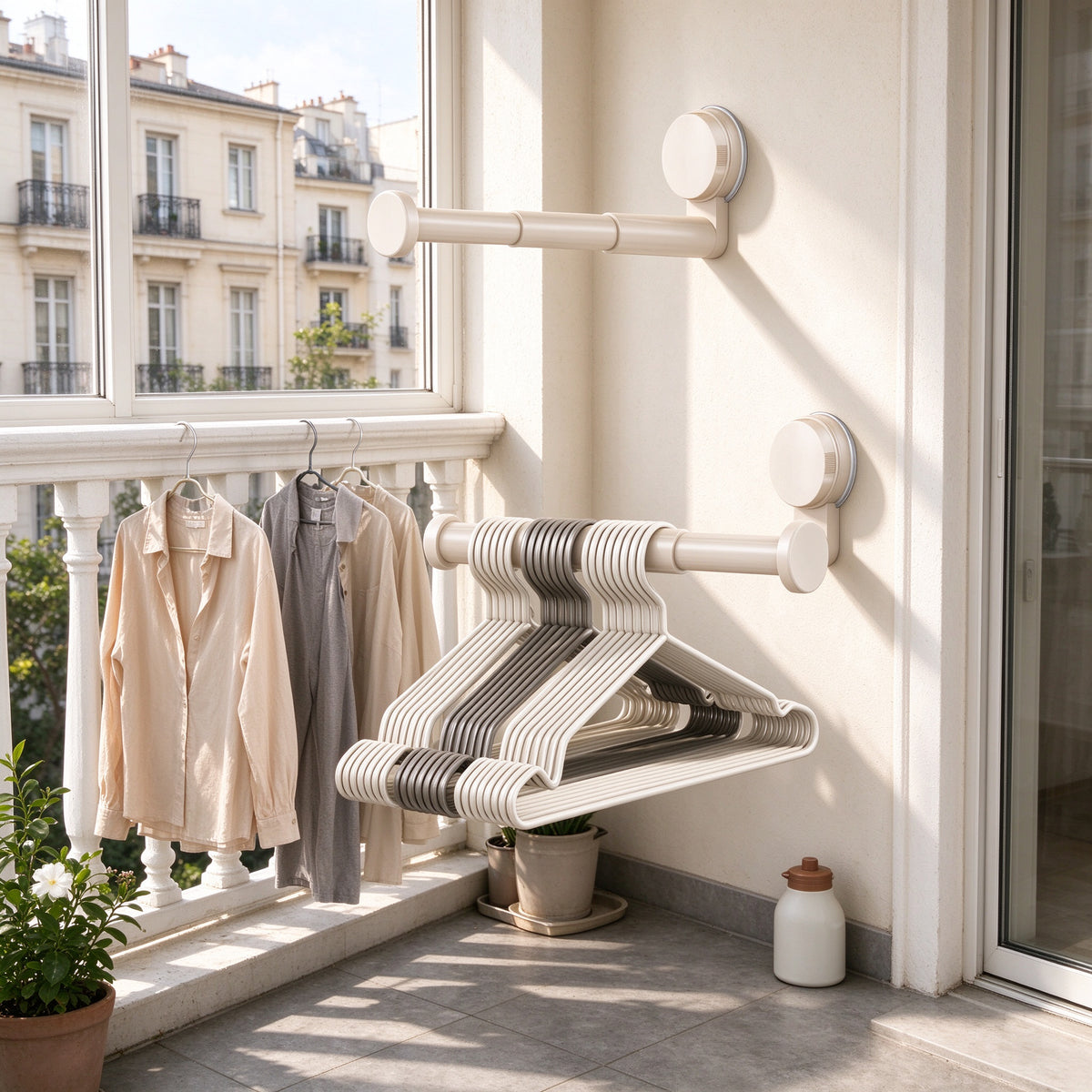 Suction Hanger Rack, 7.7 in Arm, PP Plastic, Closets and Laundry