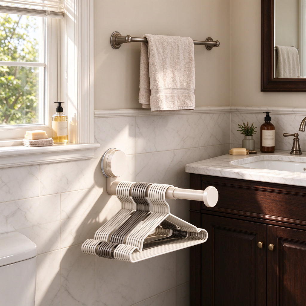 Suction Hanger Rack, 7.7 in Arm, PP Plastic, Closets and Laundry