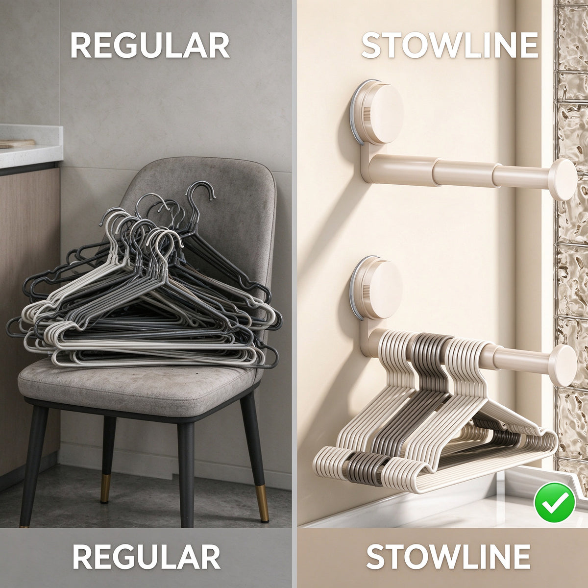 Suction Hanger Rack, 7.7 in Arm, PP Plastic, Closets and Laundry